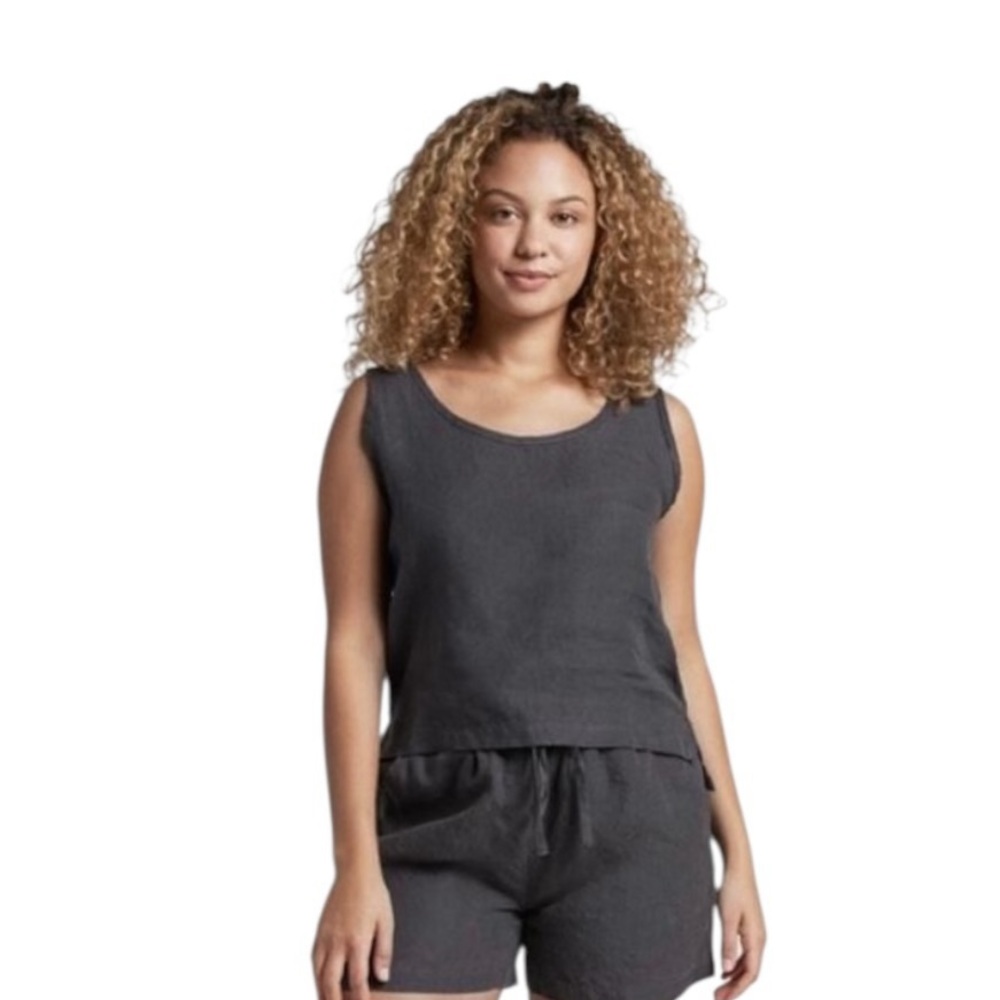 Parachute Linen Minimalist Lagenlook Coal Sleeveless Top